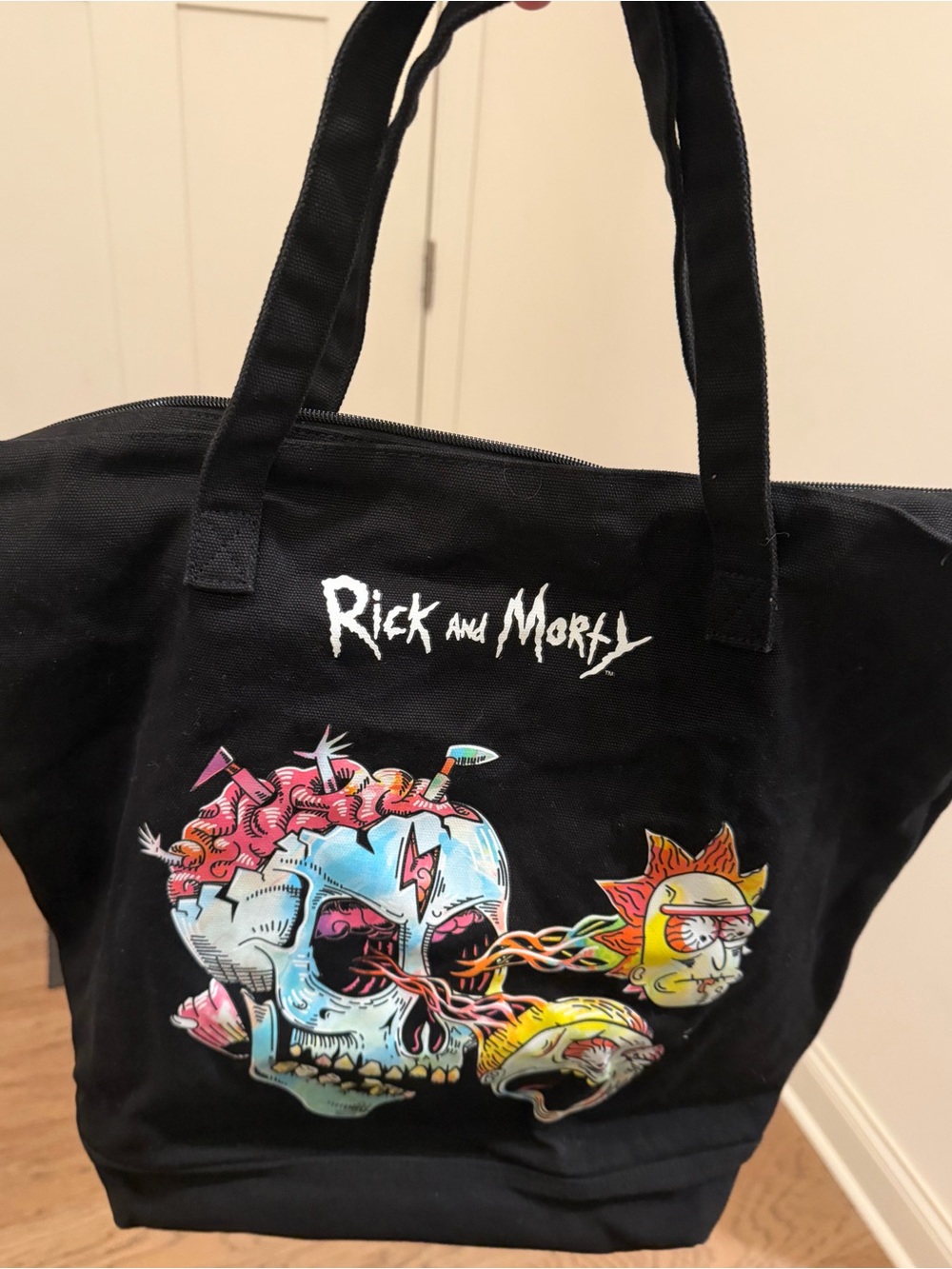 H&M Black Rick and Morty Graphic Canvas Tote